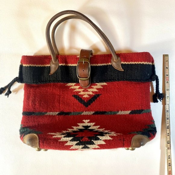 Stacy & Laurie McFadin Red Navajo Blanket Wool Pur - Picture 4 of 8